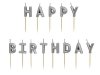 Świeczki urodzinowe Happy Birthday, 2.5 cm, srebrny (1 karton / 24 op.) (1 op. / 13 szt.)