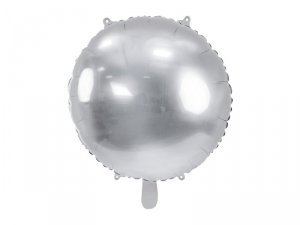 Balon foliowy okrągły Pastylka, 45 cm, srebrny