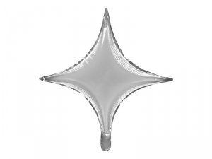 Balon foliowy Gwiazda 4-ramienna, 45 cm, srebrny