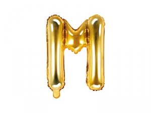 Balon foliowy Litera ''M'', 35cm, złoty