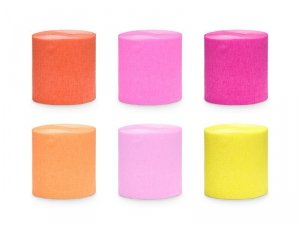 Krepa 5cm/10m, zestaw 6 szt., mix letnie kolory (1 karton / 30 op.) (1 op. / 6 szt.)