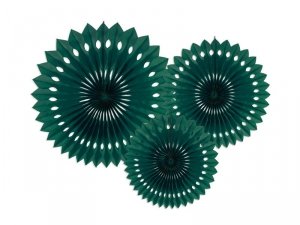 Rozety dekoracyjne, ciemny zielony, 20-30cm (1 karton / 50 op.) (1 op. / 3 szt.)