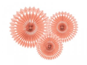 Rozety dekoracyjne, jasna brzoskwinia, 20-30cm (1 karton / 50 op.) (1 op. / 3 szt.)