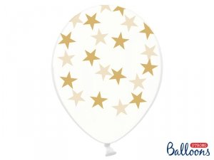 Balony 30cm, Gwiazdki, Crystal Clear (1 op. / 50 szt.)