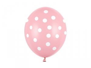 Balony 30cm, Kropki, Pastel Baby Pink (1 op. / 6 szt.)