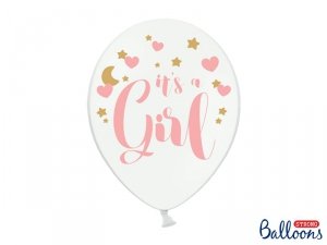 Balony 30cm, It's a Girl, P. Pure White (1 op. / 6 szt.)