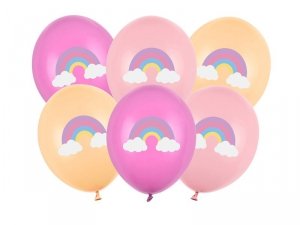 Balony 30 cm, Tęcza, mix (1 op. / 6 szt.)