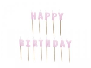 Świeczki urodzinowe Happy Birthday, 2,5 cm, fioletowy (1 karton / 24 op.) (1 op. / 13 szt.)