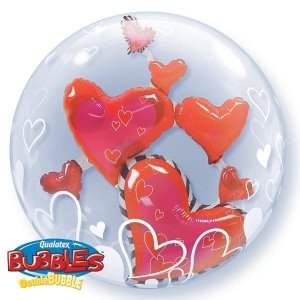 LOVELY FLOATING HEARTS 24 DOUBLE BUBBLE YUY