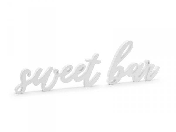 Drewniany napis Sweet bar, biały, 37x10cm