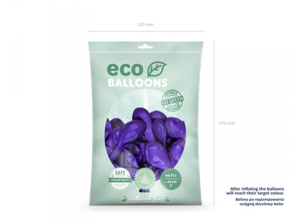 Balony Eco 26cm metalizowane, fiolet (1 op. / 100 szt.)