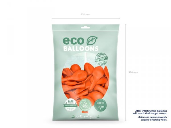 Balony Eco 26cm pastelowe, pomarańczowy (1 op. / 100 szt.)