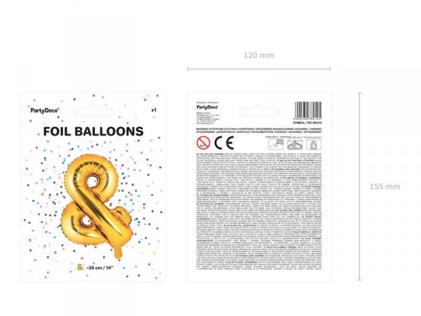 Balon foliowy &, 35cm, złoty