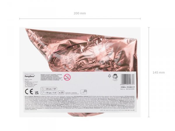 Balony foliowe Gwiazdka, 25 cm, różowe złoto (1 op. / 25 szt.)