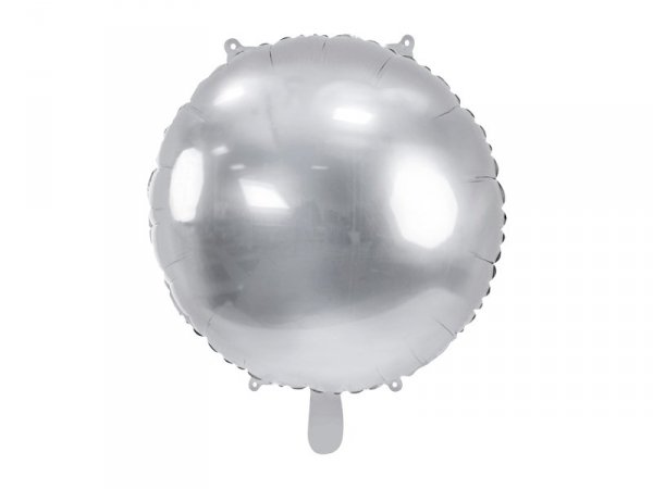 Balon foliowy okrągły Pastylka, 80 cm, srebrny