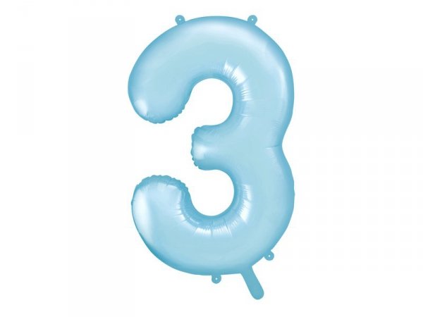 Balon foliowy Cyfra ''3'', 86cm, jasny niebieski