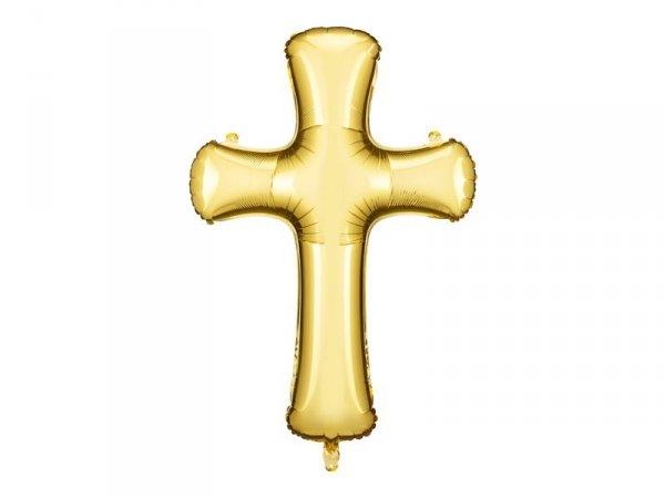 Balon foliowy Krzyż, 103.5x74.5 cm, złoty
