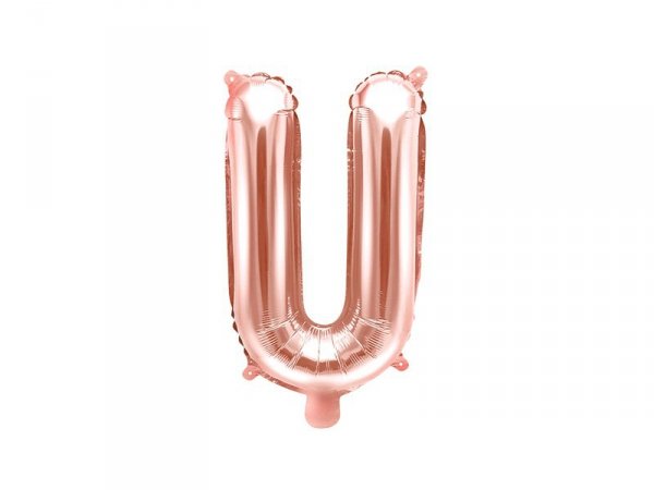 Balon foliowy Litera ''U'', 35cm, różowe złoto