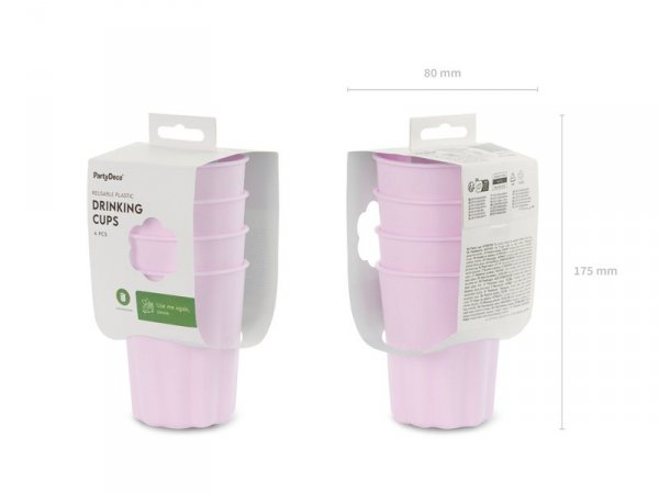 Kubeczki plastikowe Falbanka, 220 ml, fioletowy (1 karton / 24 op.) (1 op. / 4 szt.)