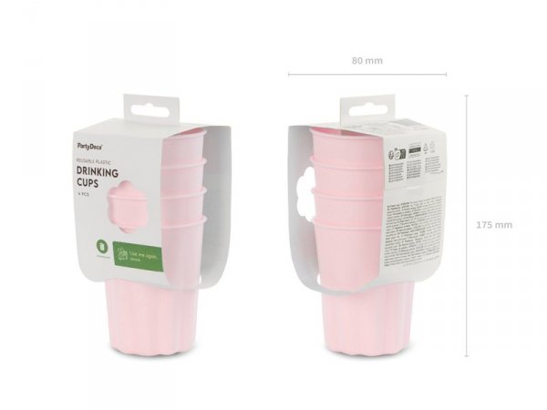 Kubeczki plastikowe Falbanka, 220 ml, różowy (1 karton / 24 op.) (1 op. / 4 szt.)