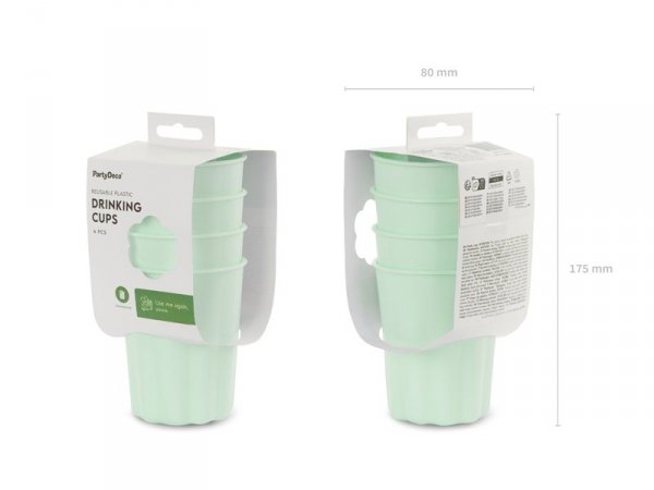 Kubeczki plastikowe Falbanka, 220 ml, szałwiowy (1 karton / 24 op.) (1 op. / 4 szt.)