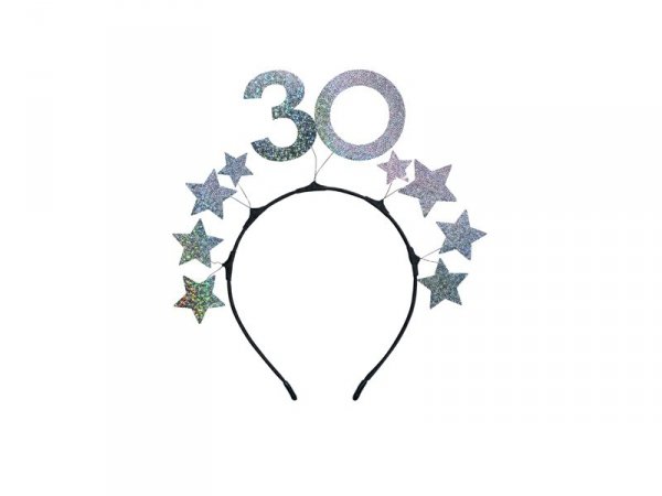 Opaska z gwiazdkami 30, srebrna