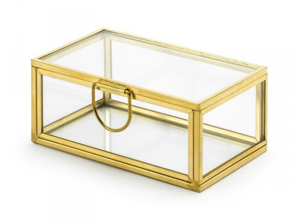 Szklane pudełko, złoty, 9x5,5x4cm