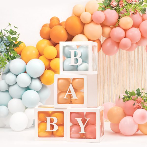 Pudełka na balony BABY, 30x30 cm, biały (1 karton / 15 op.) (1 op. / 4 szt.)