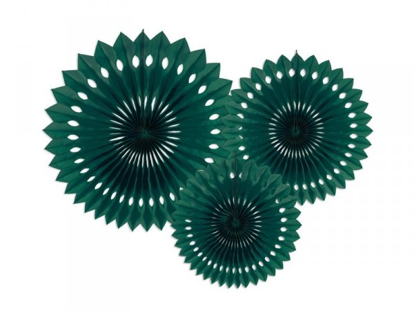 Rozety dekoracyjne, ciemny zielony, 20-30cm (1 op. / 3 szt.)