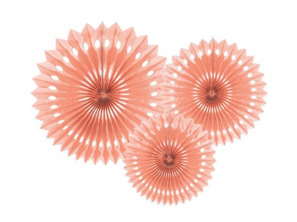 Rozety dekoracyjne, jasna brzoskwinia, 20-30cm (1 karton / 50 op.) (1 op. / 3 szt.)