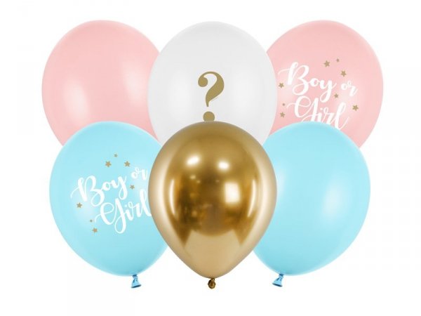 Balony 30cm, Boy or Girl, mix (1 op. / 6 szt.)