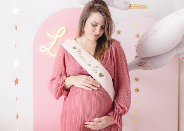 Szarfa Mom to be, blady róż, 75 cm