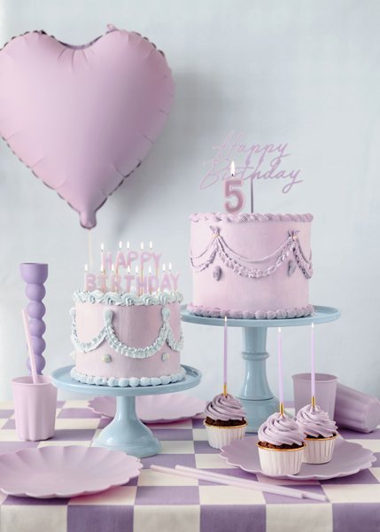 Świeczki urodzinowe Happy Birthday, 2,5 cm, fioletowy (1 op. / 13 szt.)