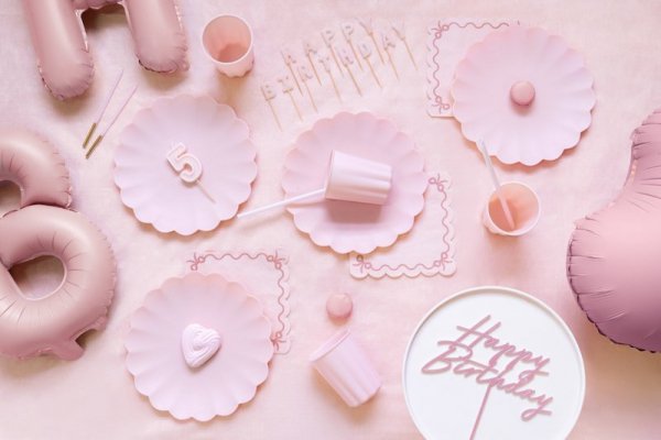 Świeczki urodzinowe Happy Birthday, 2,5 cm, różowy (1 karton / 24 op.) (1 op. / 13 szt.)