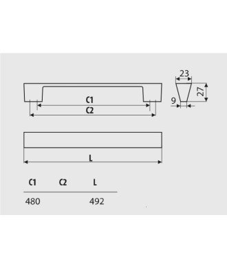 Uchwyt Gamet UU25 480mm Chrom połysk