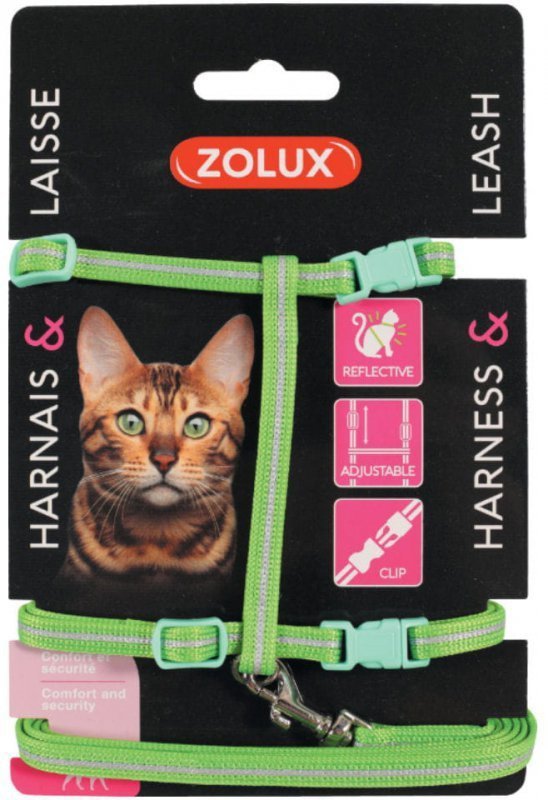 Zolux Zestaw spacerowy dla kota zielony