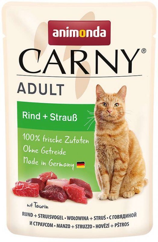 Animonda Carny Adult karma dla kota z wołowiną i strusiem 85g