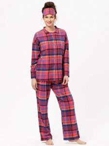 Piżama Key LNS 483 B24 Flanela dł/r 2XL-4XL rozpinana damska