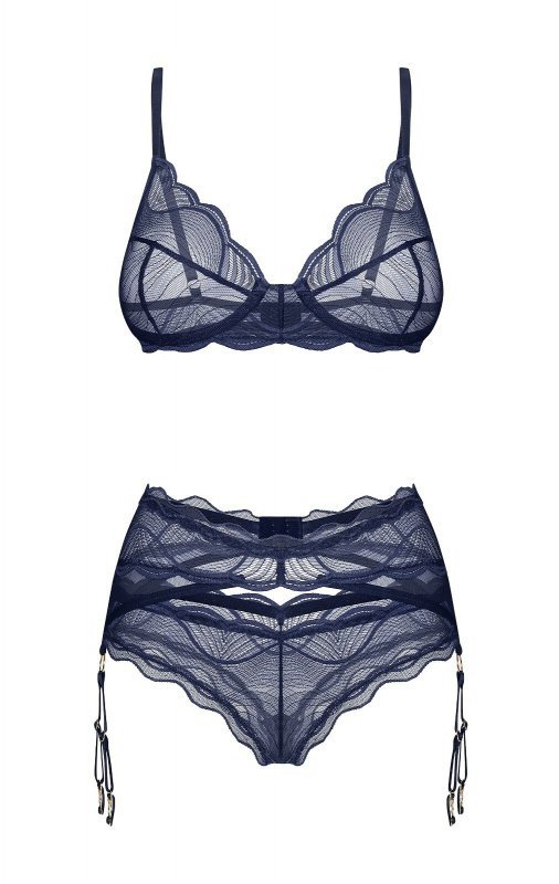 Komplet Obsessive Nightly Blue 3-PCS Set XS-2XL