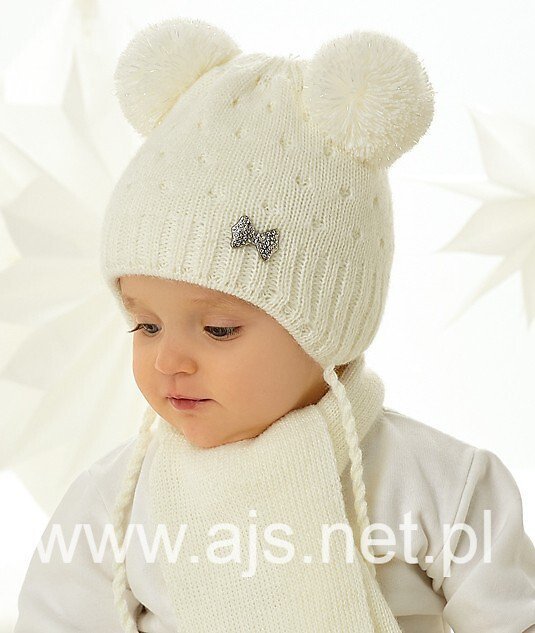 Komplet AJS 48-320 Czapka+szalik dziewczęcy