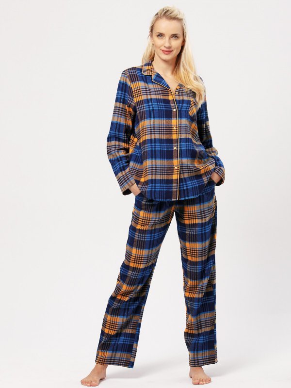 Piżama Key LNS 481 B24 Flanela dł/r 2XL-3XL rozpinana damska