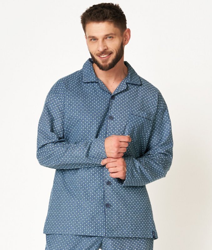 Piżama Key MNS 503 B24 Flanela dł/r M-2XL męska rozpinana