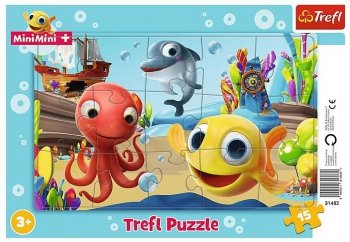 MiniMini Wesoła Rybka. Puzzle ramkowe 15 elementów