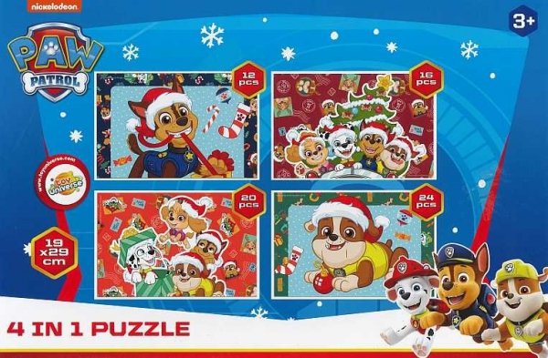 Psi Patrol. 4 in 1 Puzzle. Świąteczne