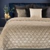 EUROFIRANY PREMIUM Narzuta KRISTIN 3 z miękkiego welwetu przeszywana w geometryczny wzór 220x240cm beżowy