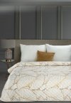 Narzuta dekoracyjna 220x240 Luna 3 biała złota liście miłorzębu welurowa Limited Collection Eurofirany