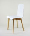 LUKA W - krzesło laminowane białe, bukowa rama