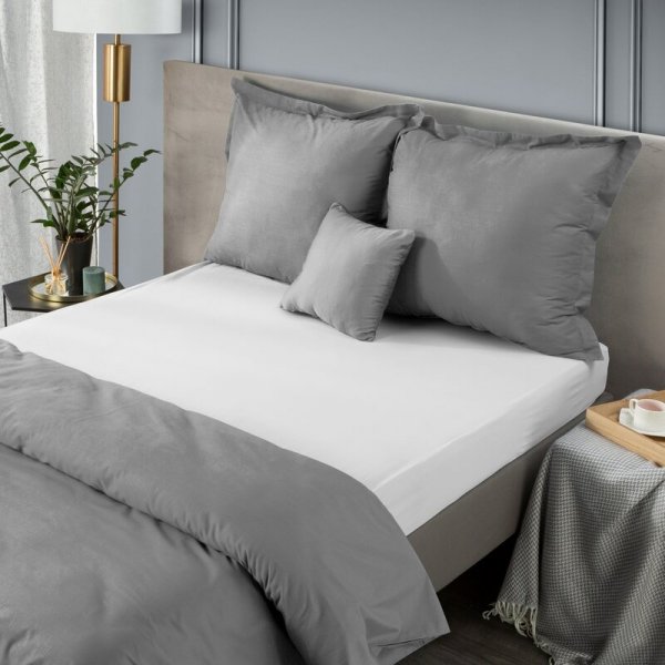 Prześcieradło jersey z gumką 140x200 cm z bawełny kolor biały 125 g/m2 Design 91 