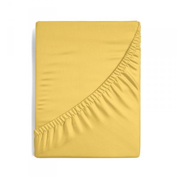 Prześcieradło jersey z gumką 120x200 cm z bawełny kolor musztardowy 125 g/m2 Design 91