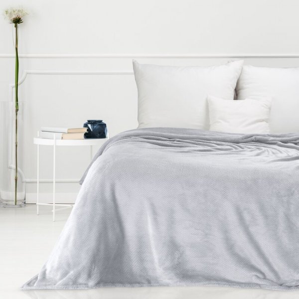 Koc z efektem 3D z wytłaczanym wzorem jodełki D91 Cindy5 200x220 cm Srebrny